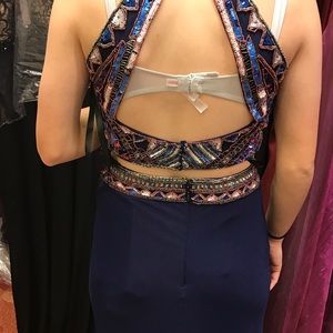2 Piece Blue Prom Dress